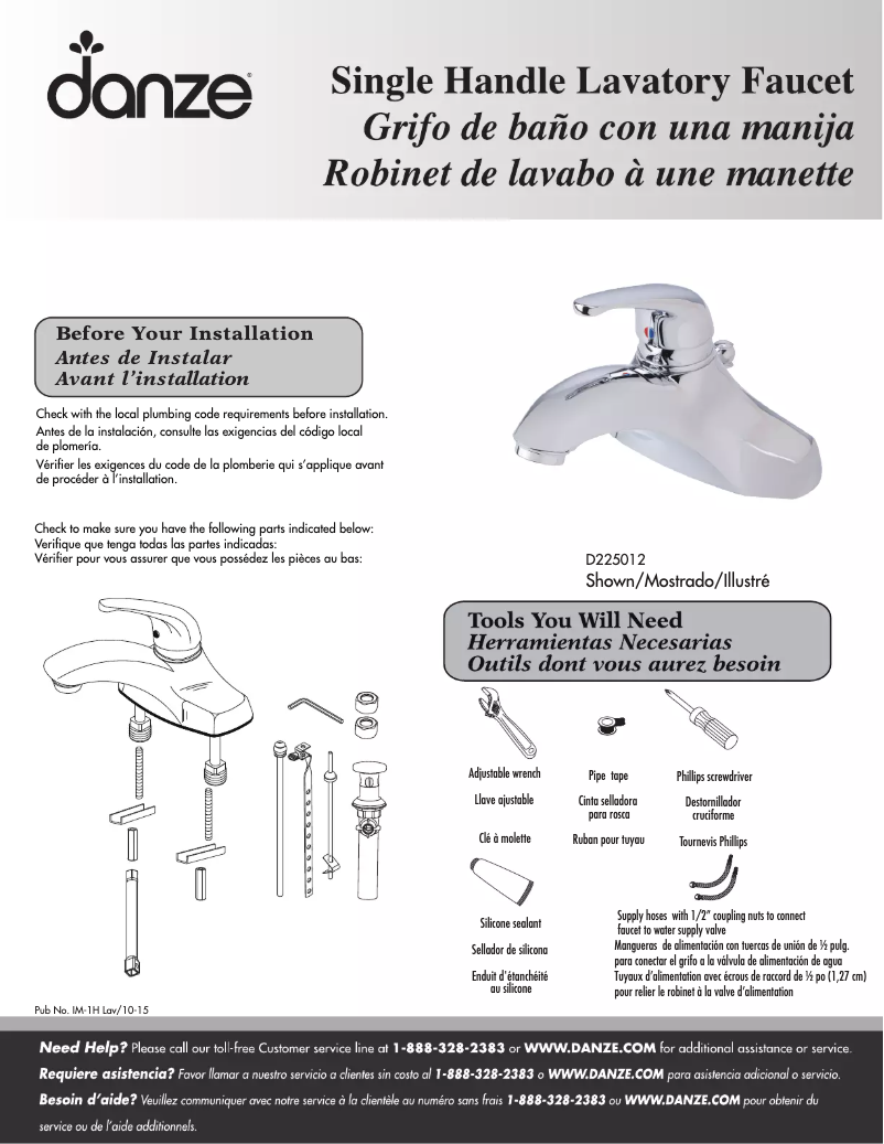 Page n°1 - Manuel utilisateur Danze D225012