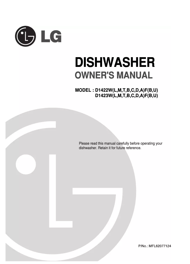 Page 1 de la notice Manuel utilisateur LG D1422WF