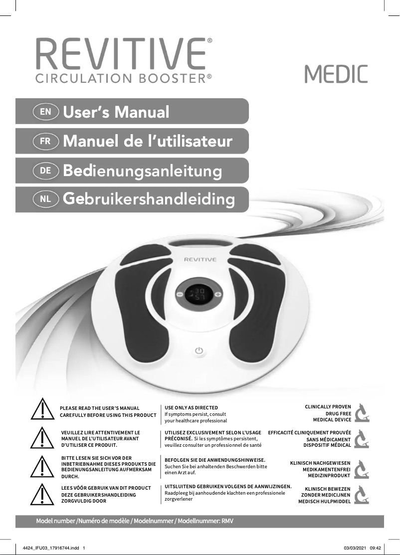 Image de la première page du manuel de l'appareil Advanced RMV