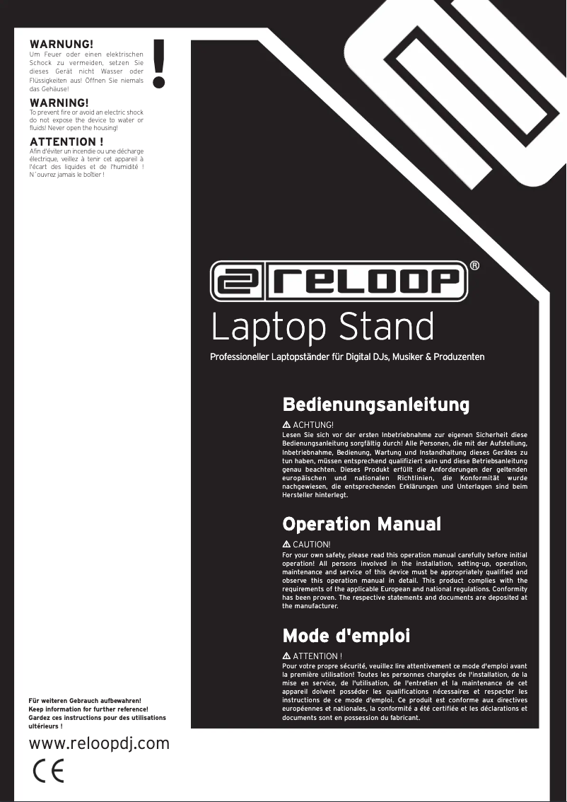 Page n°1 - Manuel utilisateur Reloop Laptop stand V.2