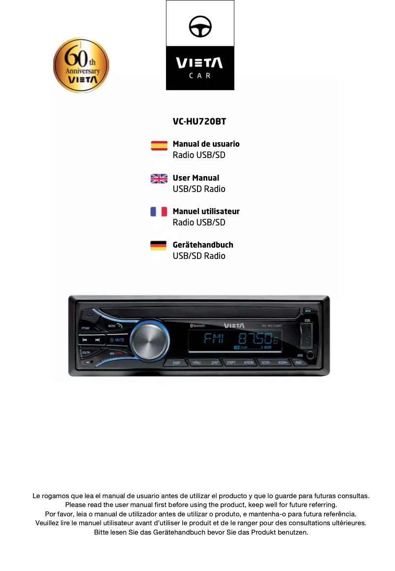 Página 1 del manual Manual de usuario Vieta VC-HU720BT