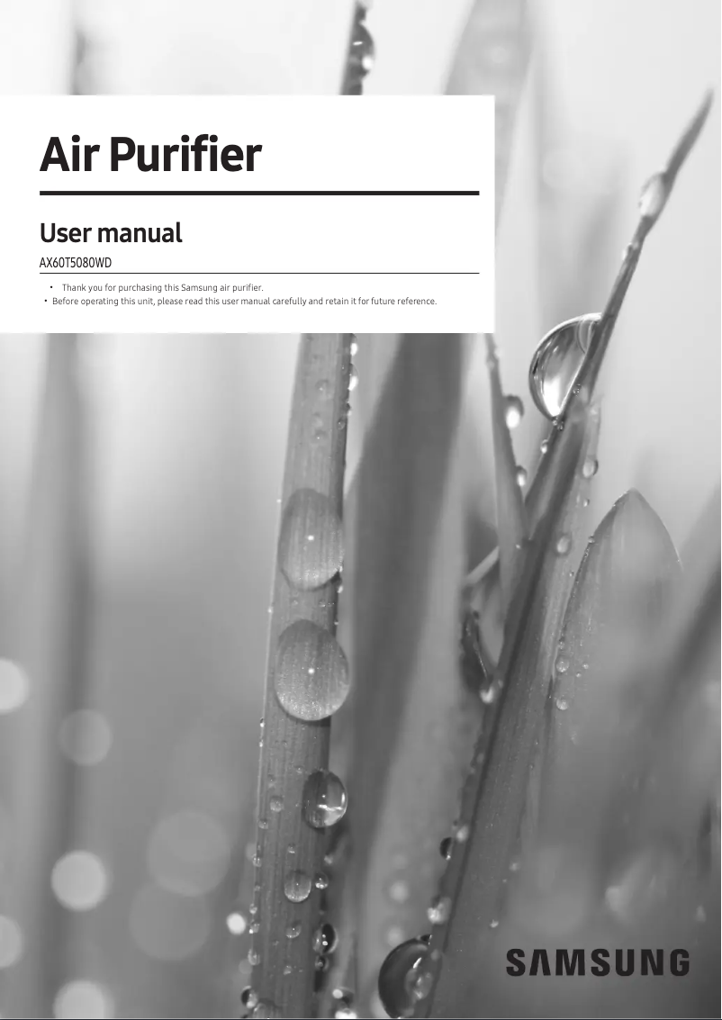 Page 1 de la notice Manuel utilisateur Samsung AX60T5080WD