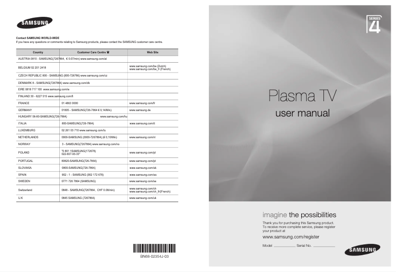 Image de la première page du manuel de l'appareil PS42B450B1W