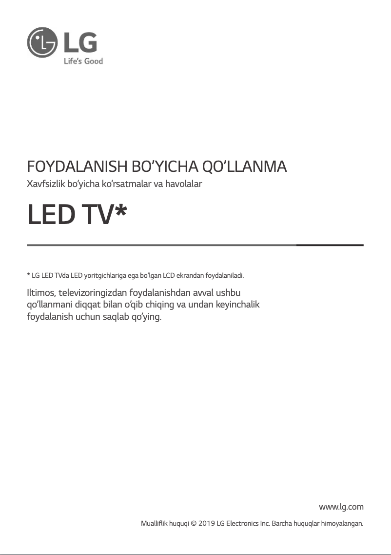 Page n°1 - Manuel utilisateur LG 65UM7300PLB