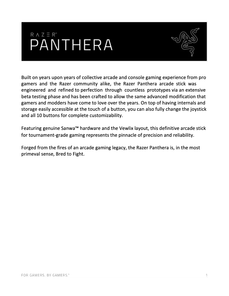 Page n°1 - Manuel utilisateur Razer Panthera