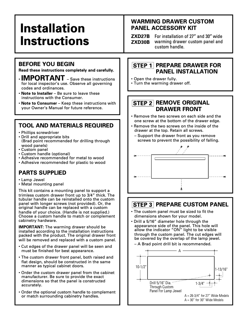 Page 1 de la notice Manuel utilisateur Monogram ZXD30B