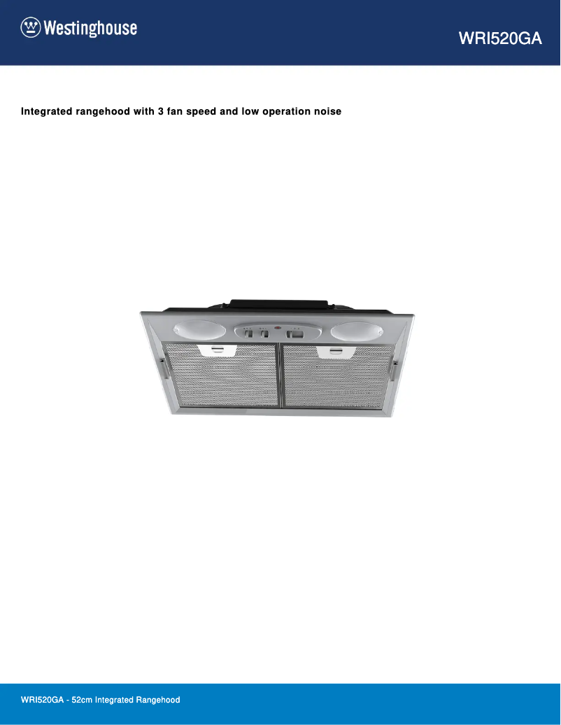 Page 1 de la notice Fiche technique Westinghouse WRI520GA