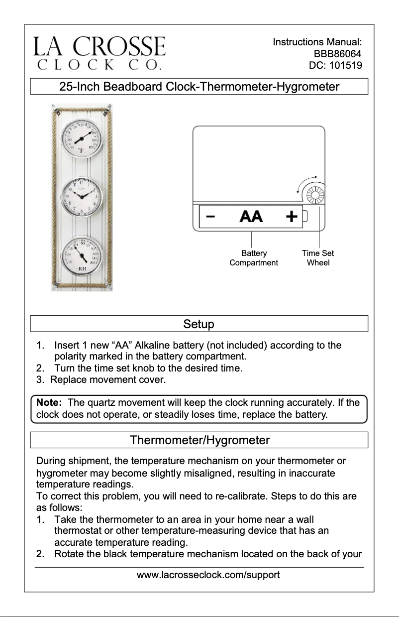 Imagen de la primera página del manual del dispositivo BBB86064