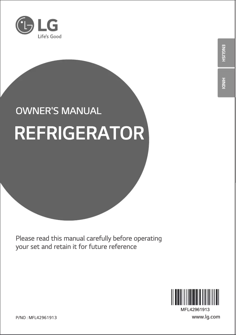 Page 1 de la notice Manuel utilisateur LG GL-B181RSHW