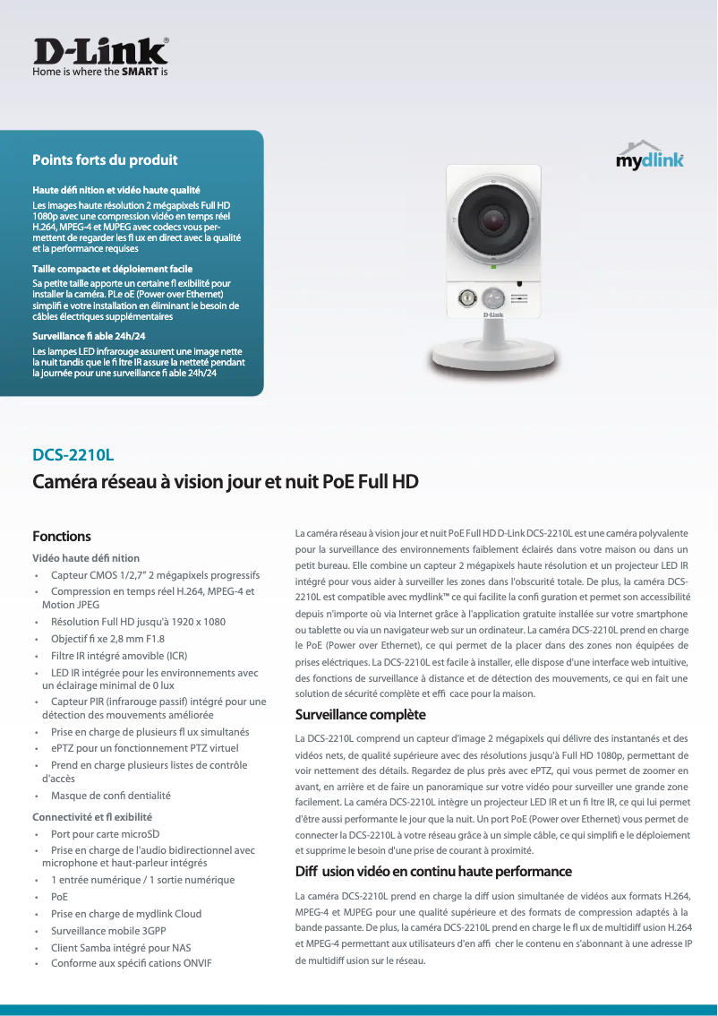 Page n°1 - Fiche technique D-Link DCS-2210L