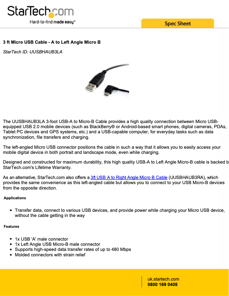 Page n°1 - Manuel utilisateur StarTech.com UUSBHAUB3LA