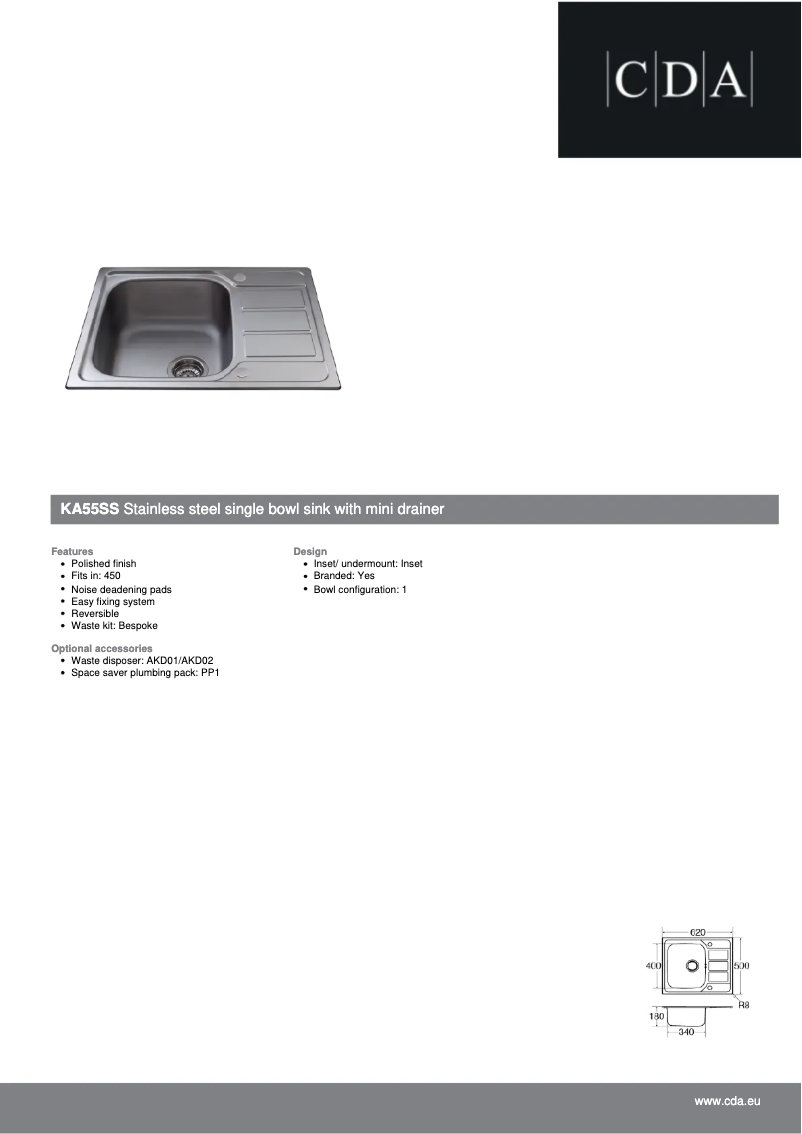 Page n°1 - Fiche technique CDA KA55SS