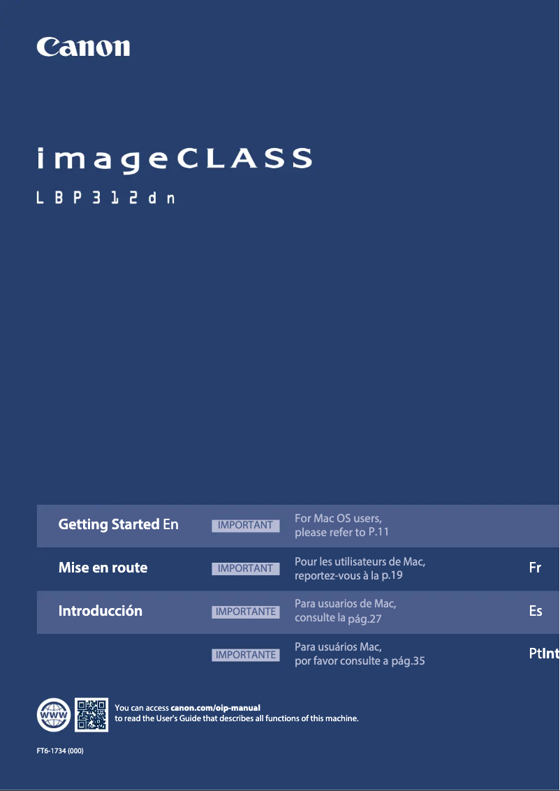 Page 1 de la notice Manuel utilisateur Canon imageCLASS LBP312dn
