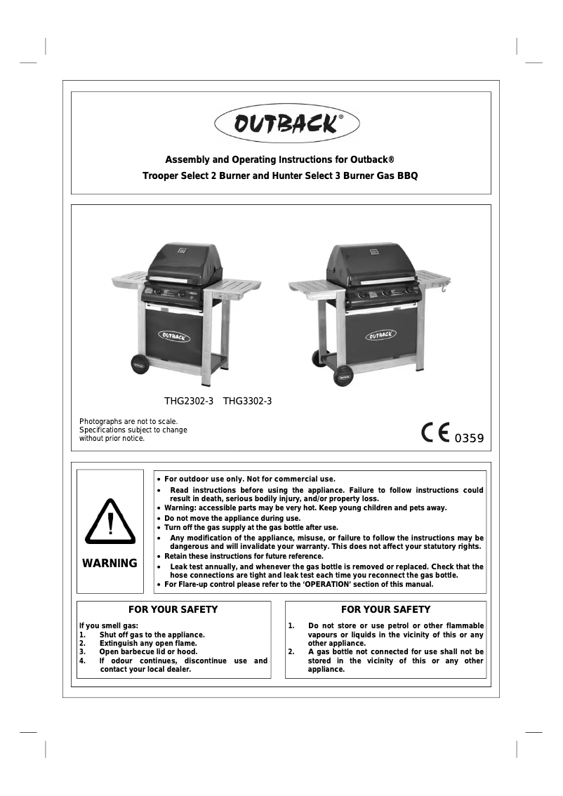 Página 1 del manual Manual de usuario Outback Trooper Select 2 Burner