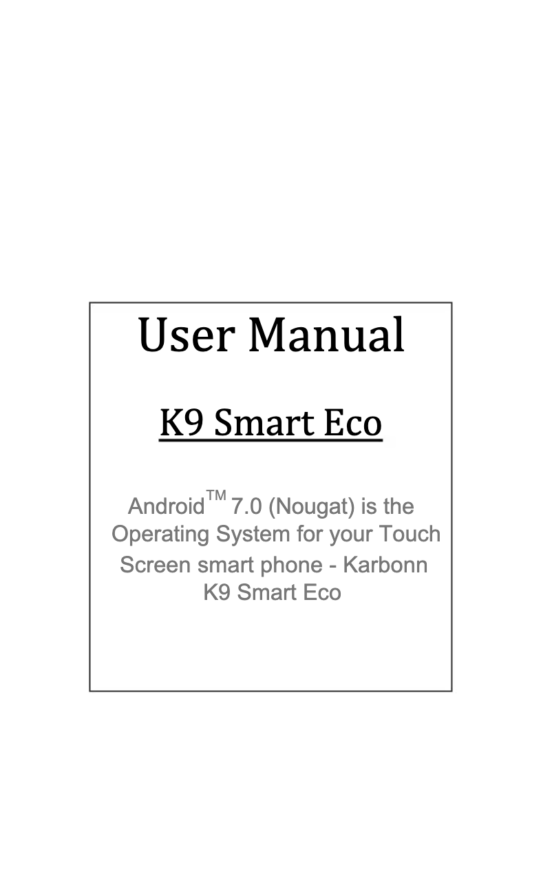 Image de la première page du manuel de l'appareil K9 Smart Eco