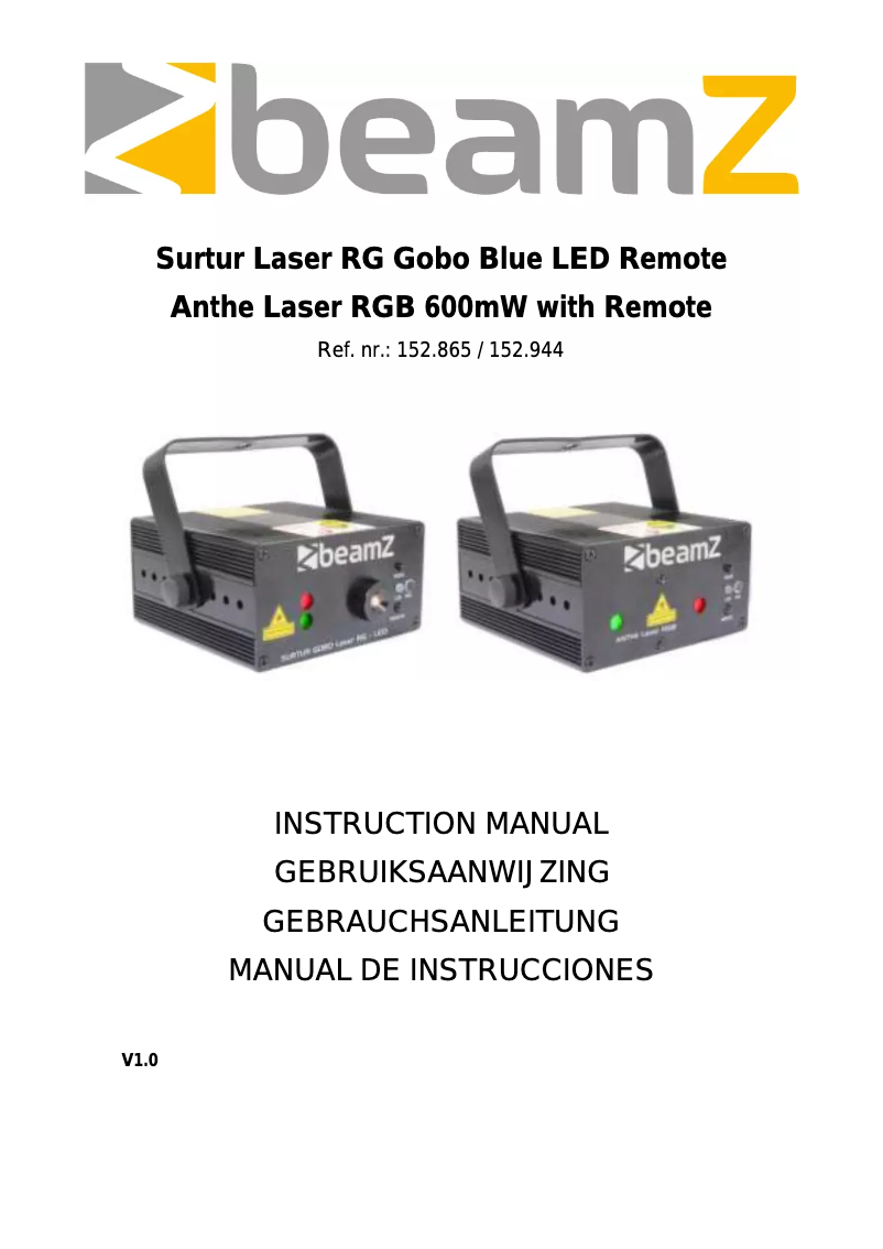 Página 1 del manual Manual de usuario BeamZ Surtur