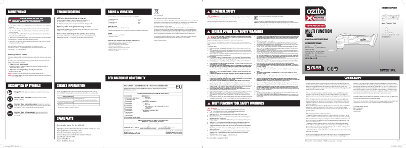 Image de la première page du manuel de l'appareil PXMFTS-100U