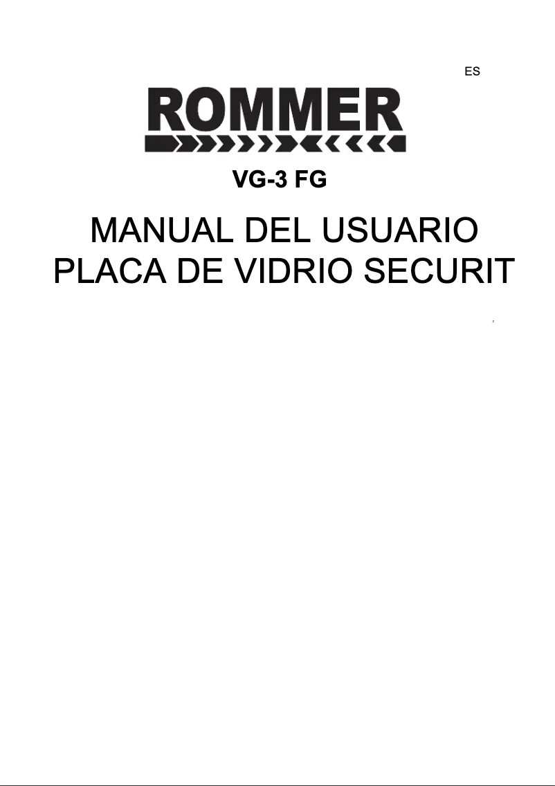 Page n°1 - Manuel utilisateur Rommer VG-3 FG