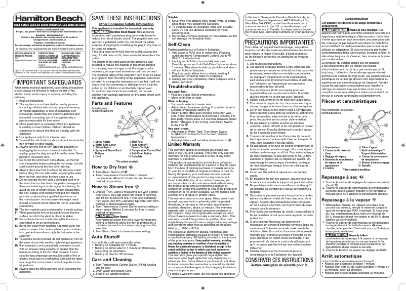 Page n°1 - Manuel utilisateur Hamilton Beach 14650