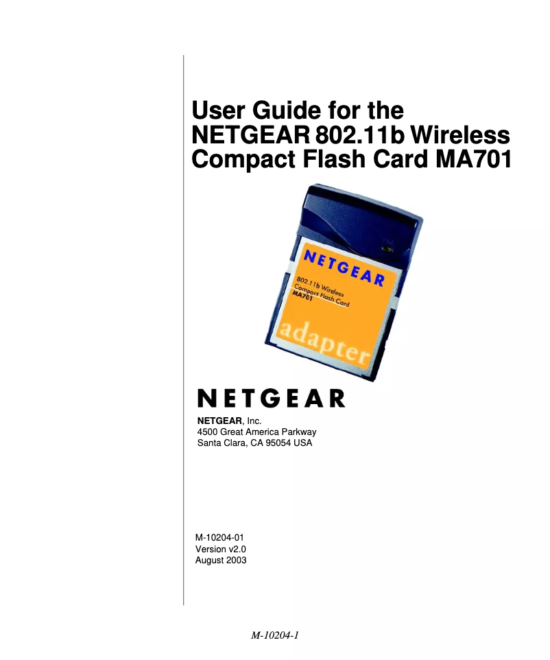 Page 1 de la notice Manuel utilisateur Netgear MA701