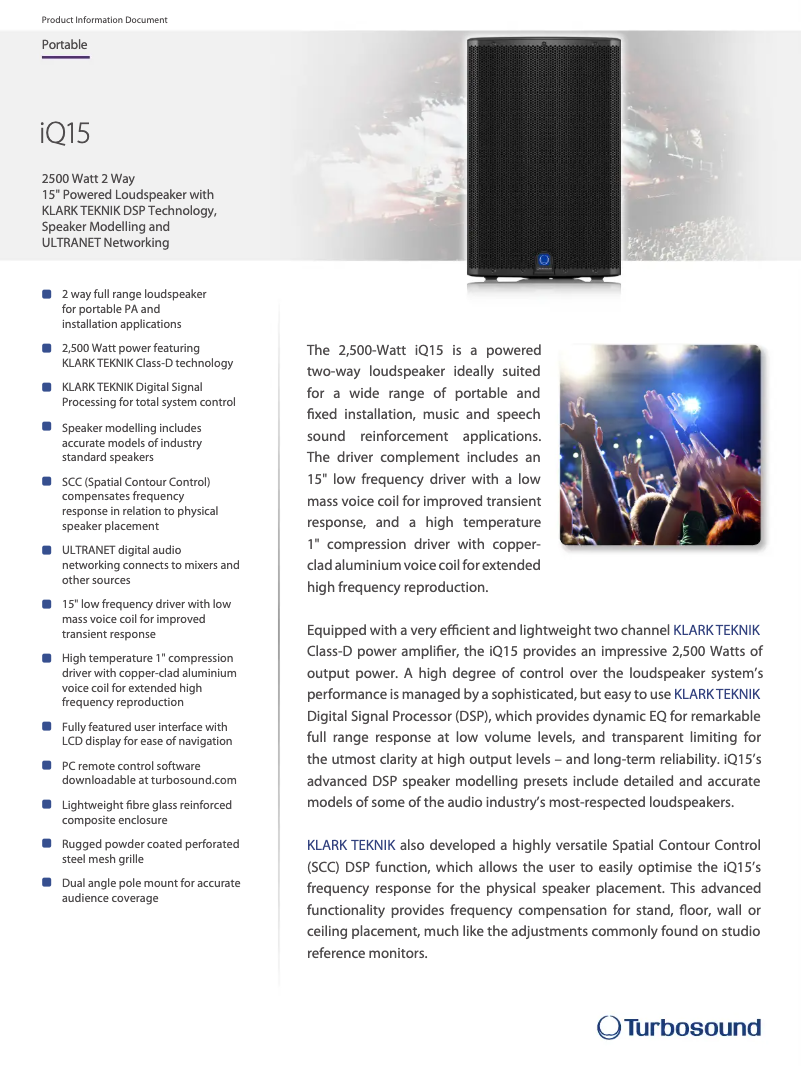 Página 1 del manual Ficha técnica Turbosound iQ15