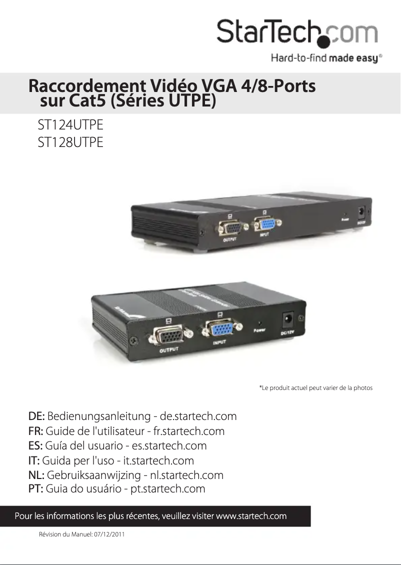 Page n°1 - Manuel utilisateur StarTech.com ST128UTPE