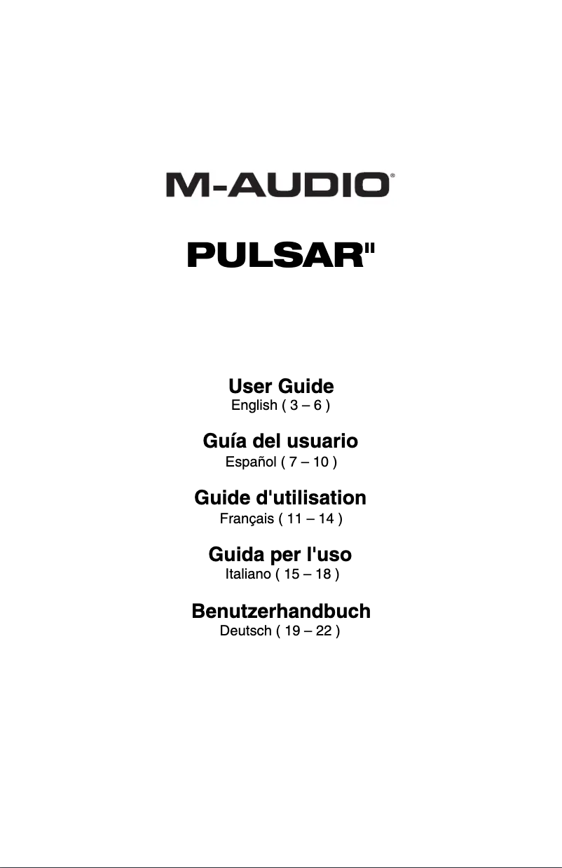 Page n°1 - Manuel utilisateur M-Audio Pulsar II