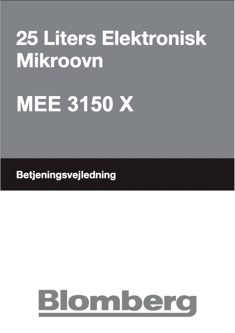 Page n°1 - Manuel utilisateur Blomberg MEE 3150 X