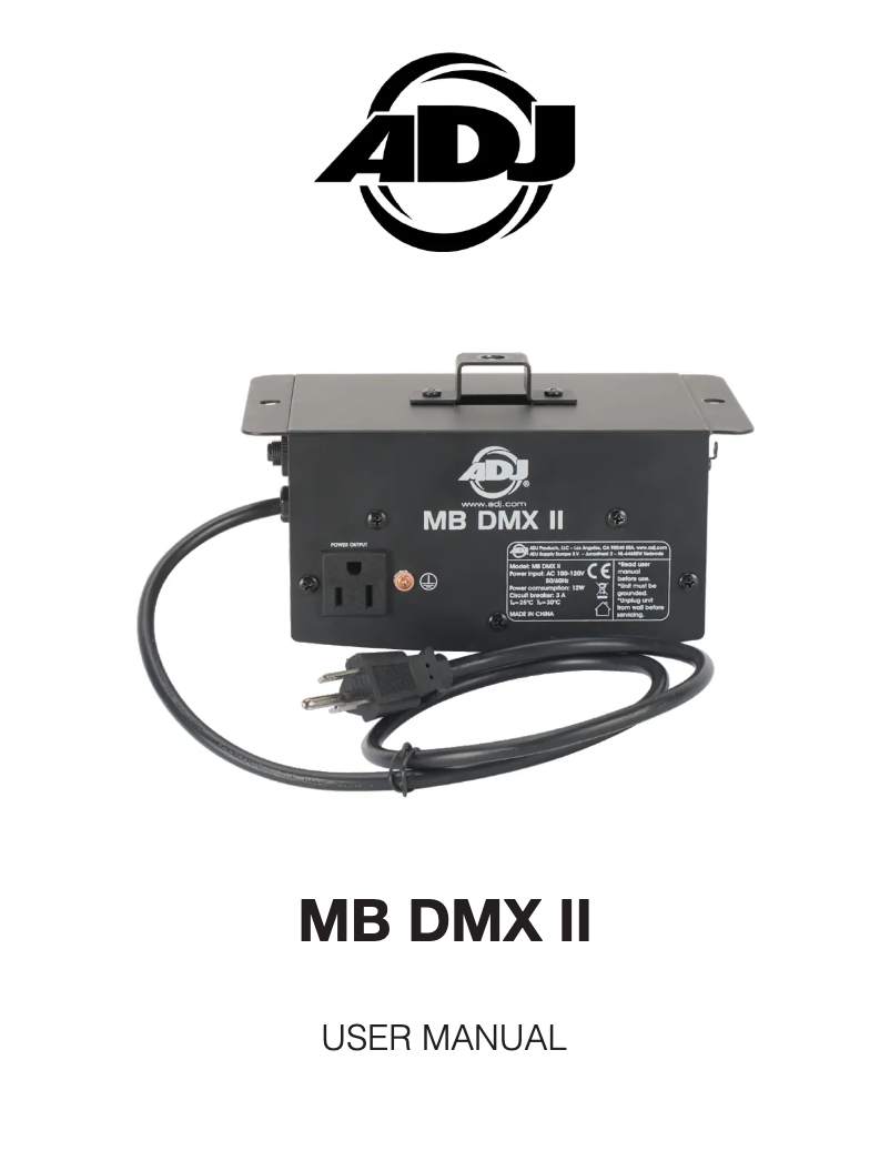 Page 1 de la notice Manuel utilisateur Adj MB DMX II