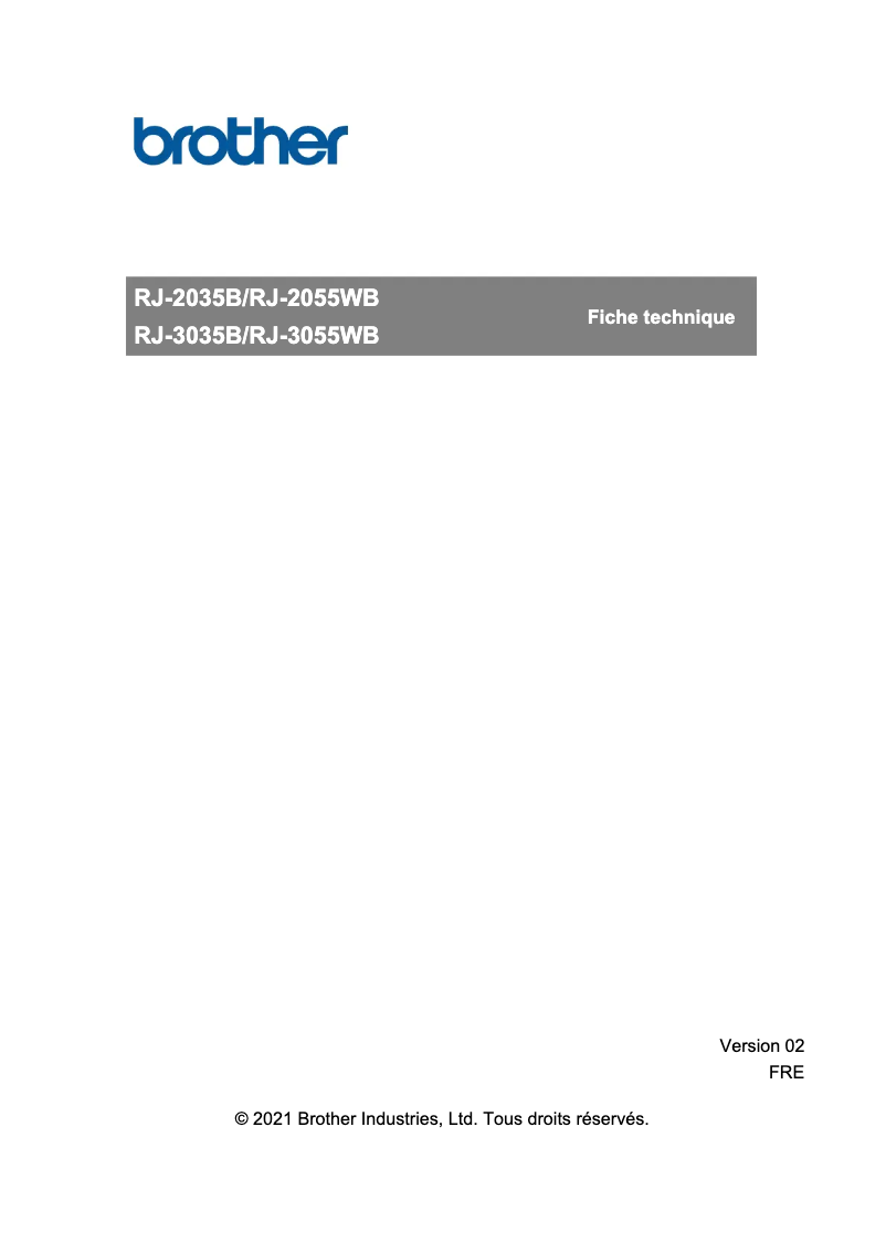 Page 1 de la notice Fiche technique Brother RJ-3055WB