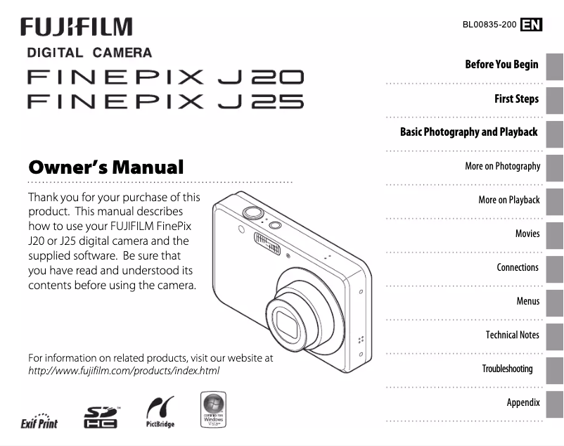 Page 1 de la notice Manuel utilisateur Fujifilm FinePix J25