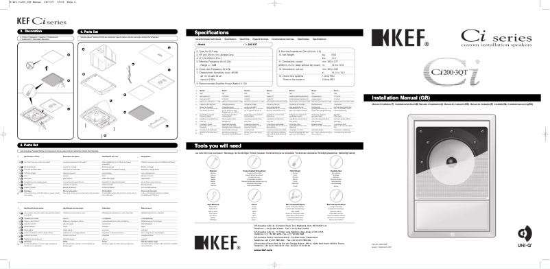 Page n°1 - Manuel utilisateur KEF Ci200.3QT