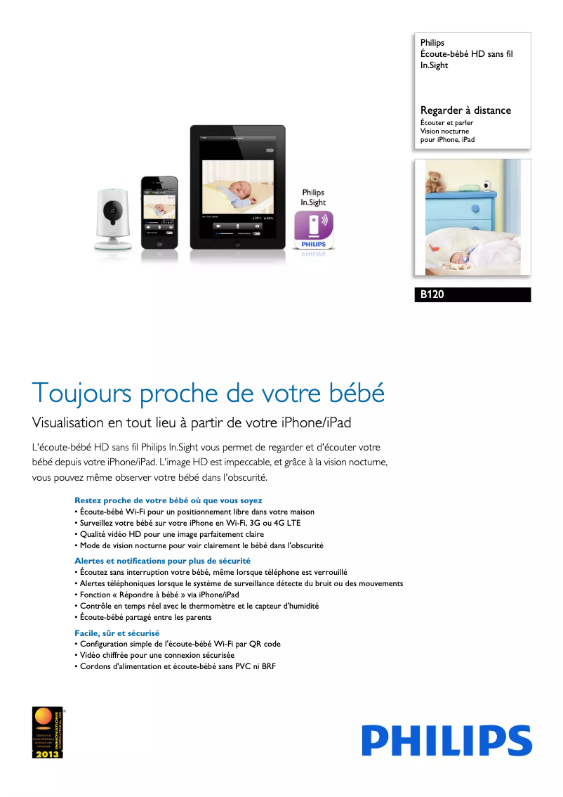 Página 1 del manual Ficha técnica Philips InSight B120