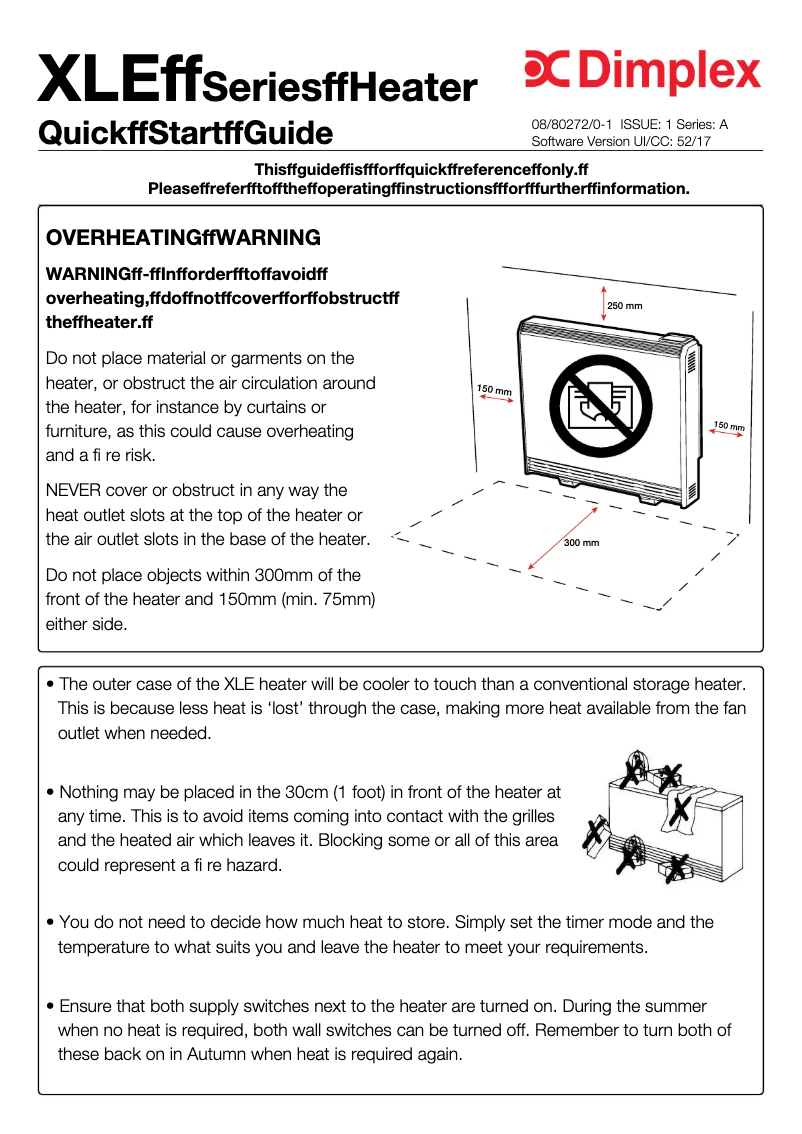 Page 1 de la notice Guide de démarrage rapide Dimplex XLE070