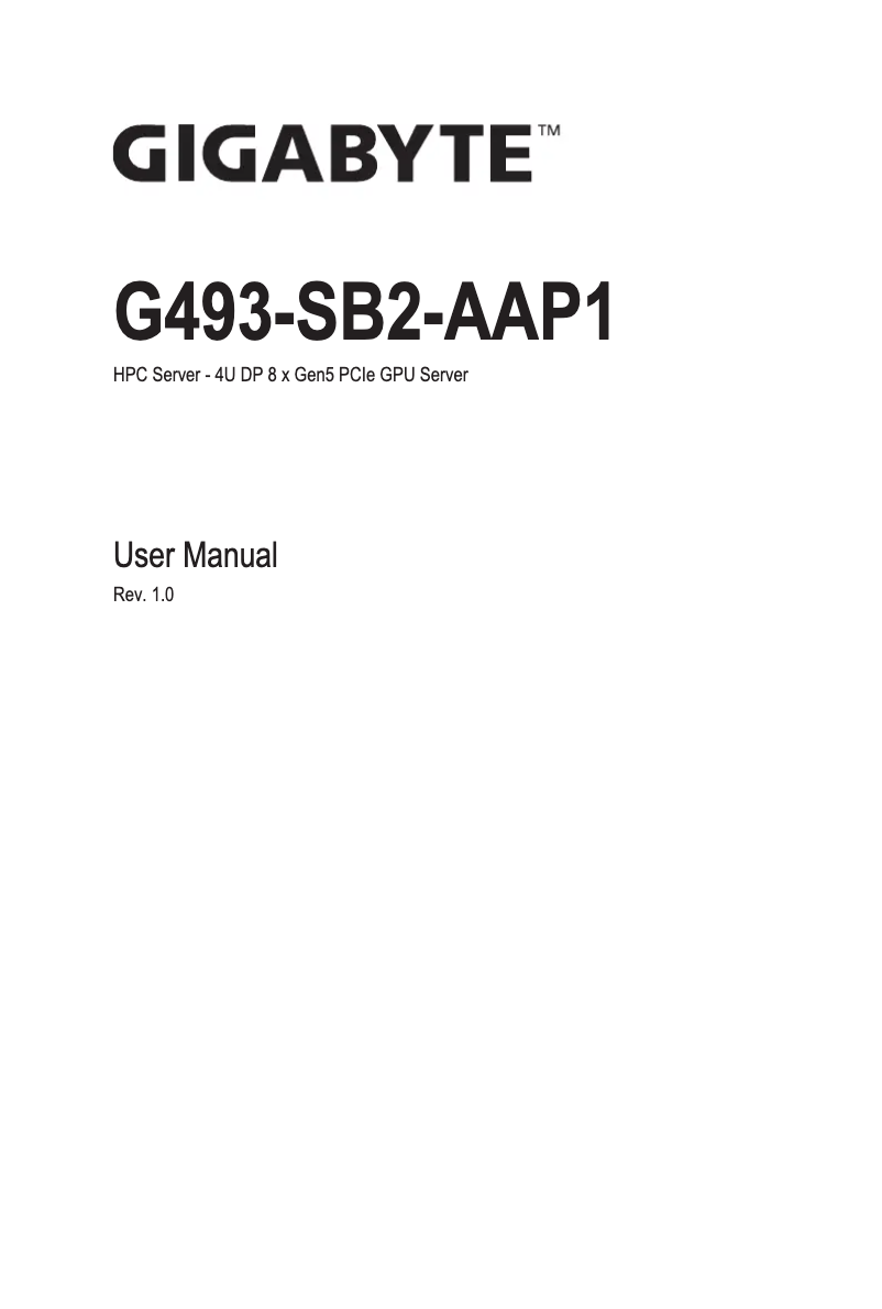Page n°1 - Manuel utilisateur Gigabyte G493-SB2