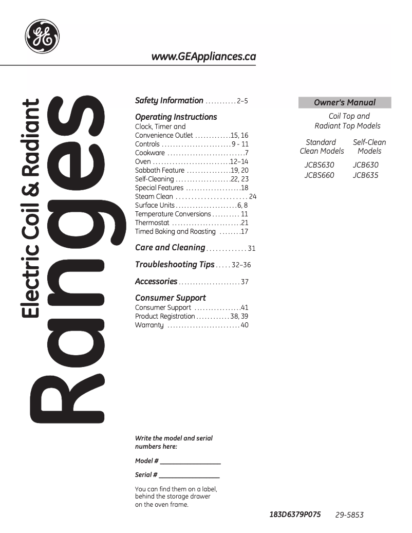 Page n°1 - Manuel utilisateur Mabe JCB630SJSS