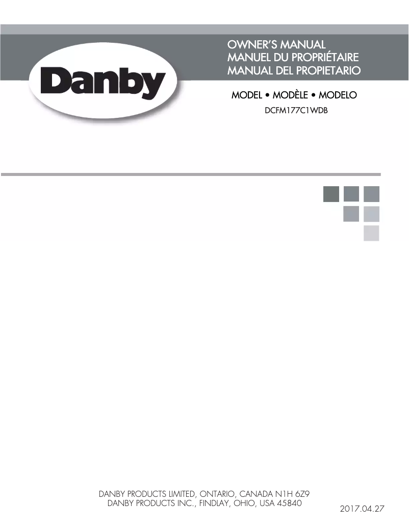 Page n°1 - Manuel utilisateur Danby DCFM177C1