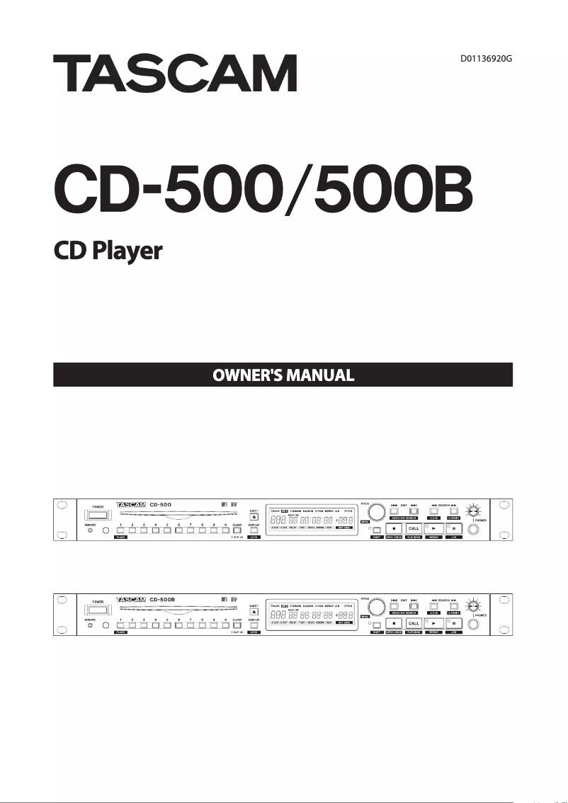 Page n°1 - Manuel utilisateur Tascam CD-500