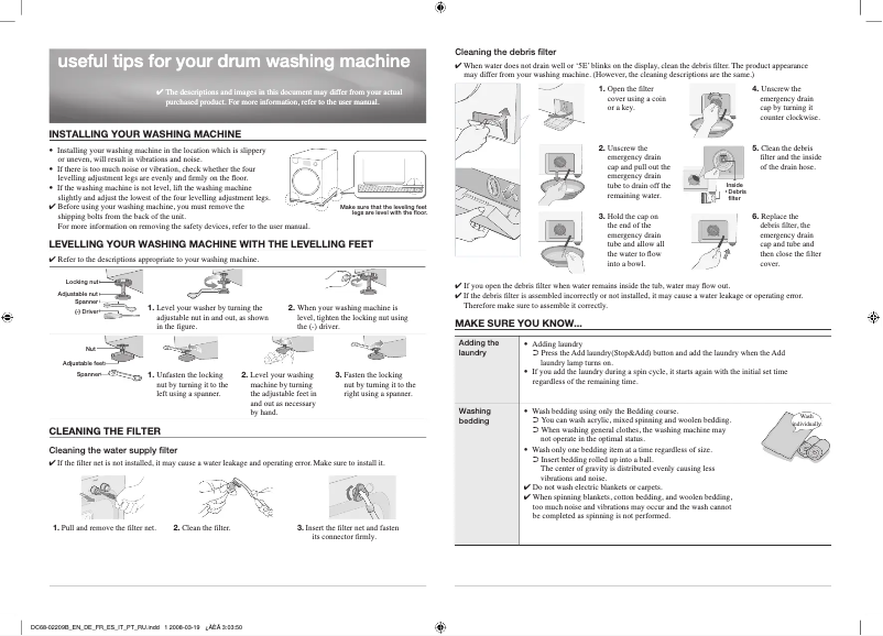 Page 1 de la notice Manuel utilisateur Samsung WW60J4210HS