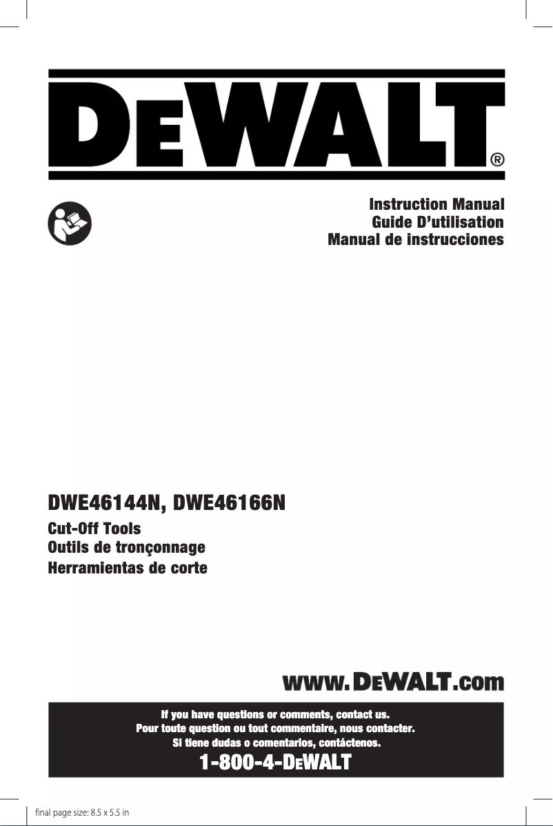 Page n°1 - Manuel utilisateur DeWalt DWE46144N