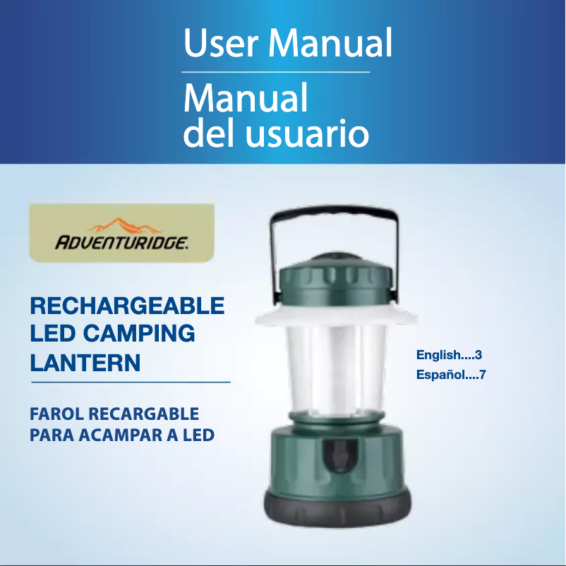 Image de la première page du manuel de l'appareil Rechargeable LED Camping Lantern 52358