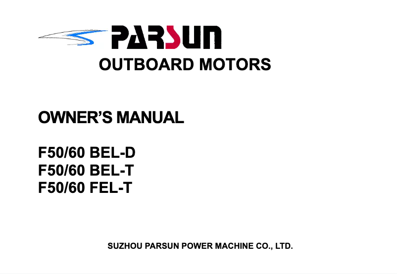 Page 1 de la notice Manuel utilisateur Parsun F60 FEL-T