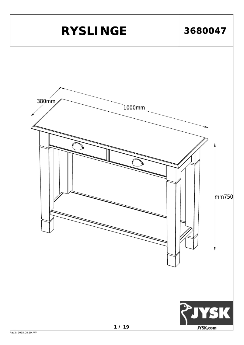 Page n°1 - Manuel utilisateur JYSK Ryslinge