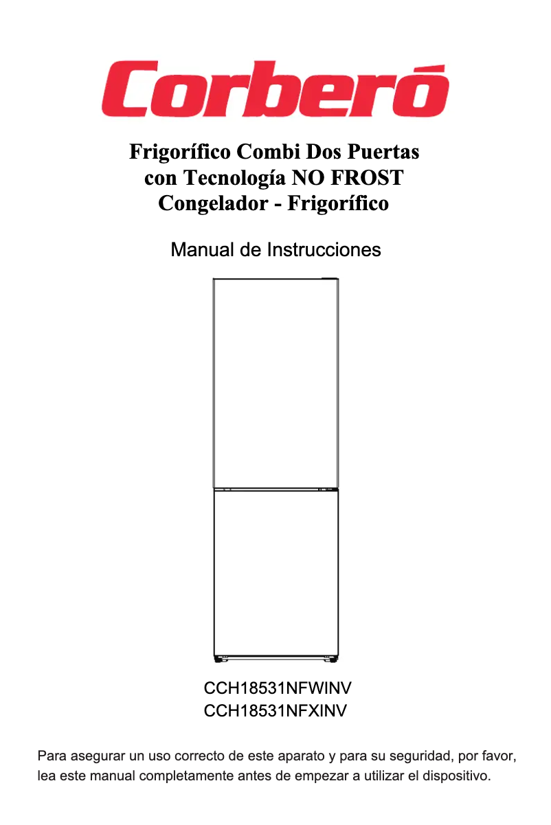 Image de la première page du manuel de l'appareil CCH18531NFWINV