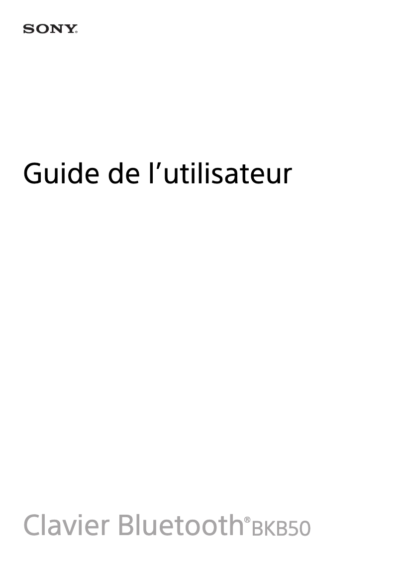 Page 1 de la notice Manuel utilisateur Sony BKB50