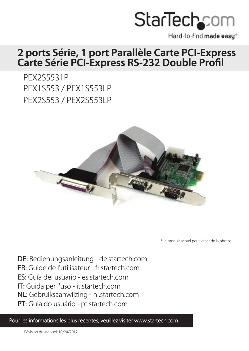 Image de la première page du manuel de l'appareil PEX1S553