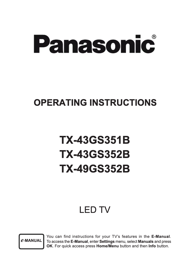 Page 1 de la notice Manuel utilisateur Panasonic TX-43GS352B