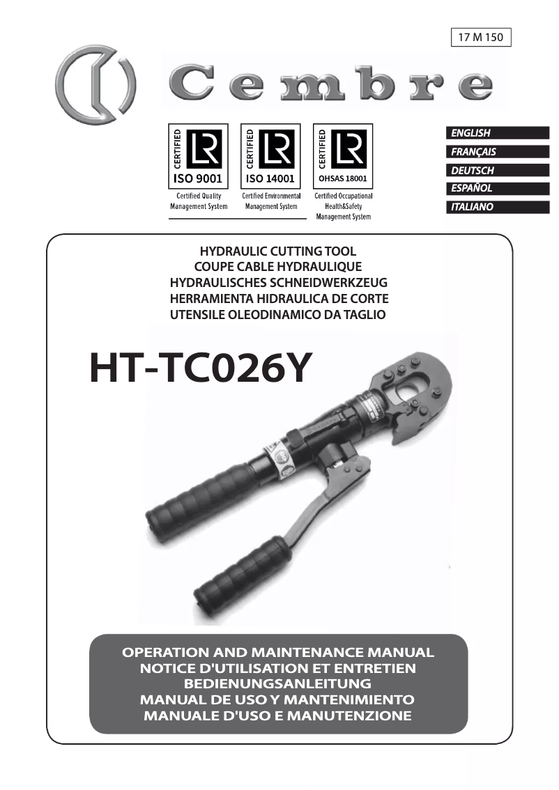 Page n°1 - Manuel utilisateur Cembre HT-TC026Y