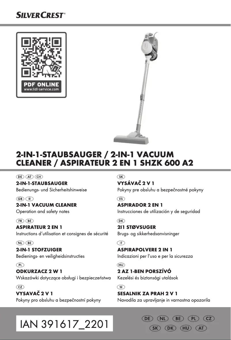 Page n°1 - Manuel utilisateur SilverCrest SHZK 600 A1