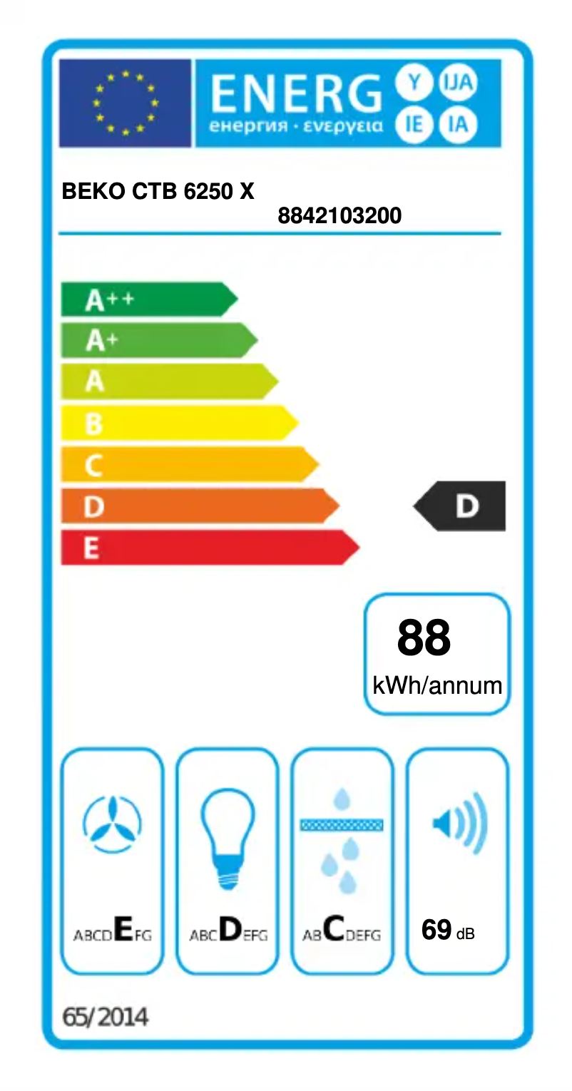 Page n°1 - Label énergétique Beko CTB 6250 X